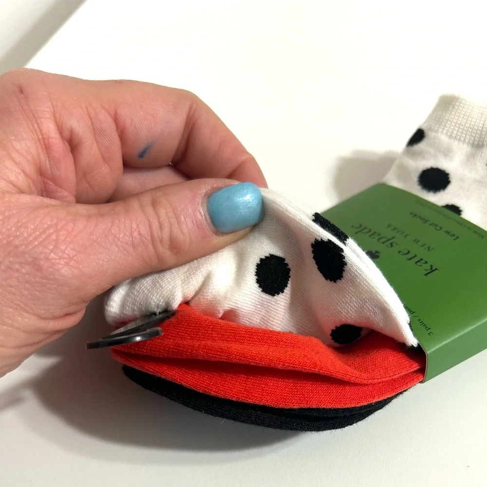 NWT Kate Spade Low Cut Socks, Polka Dots and Ladybug - Picture 3 of 5
